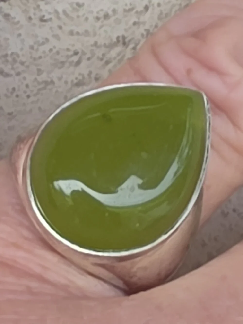 Olive Green Chalcedony Gemstone Ring In 925 Sterling Silver (9.5)